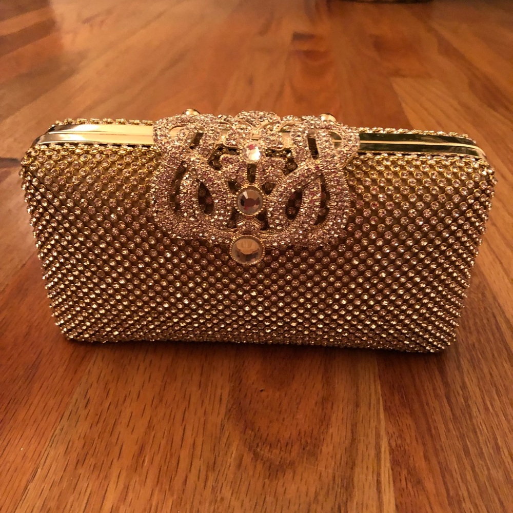 Gold crystal clutch